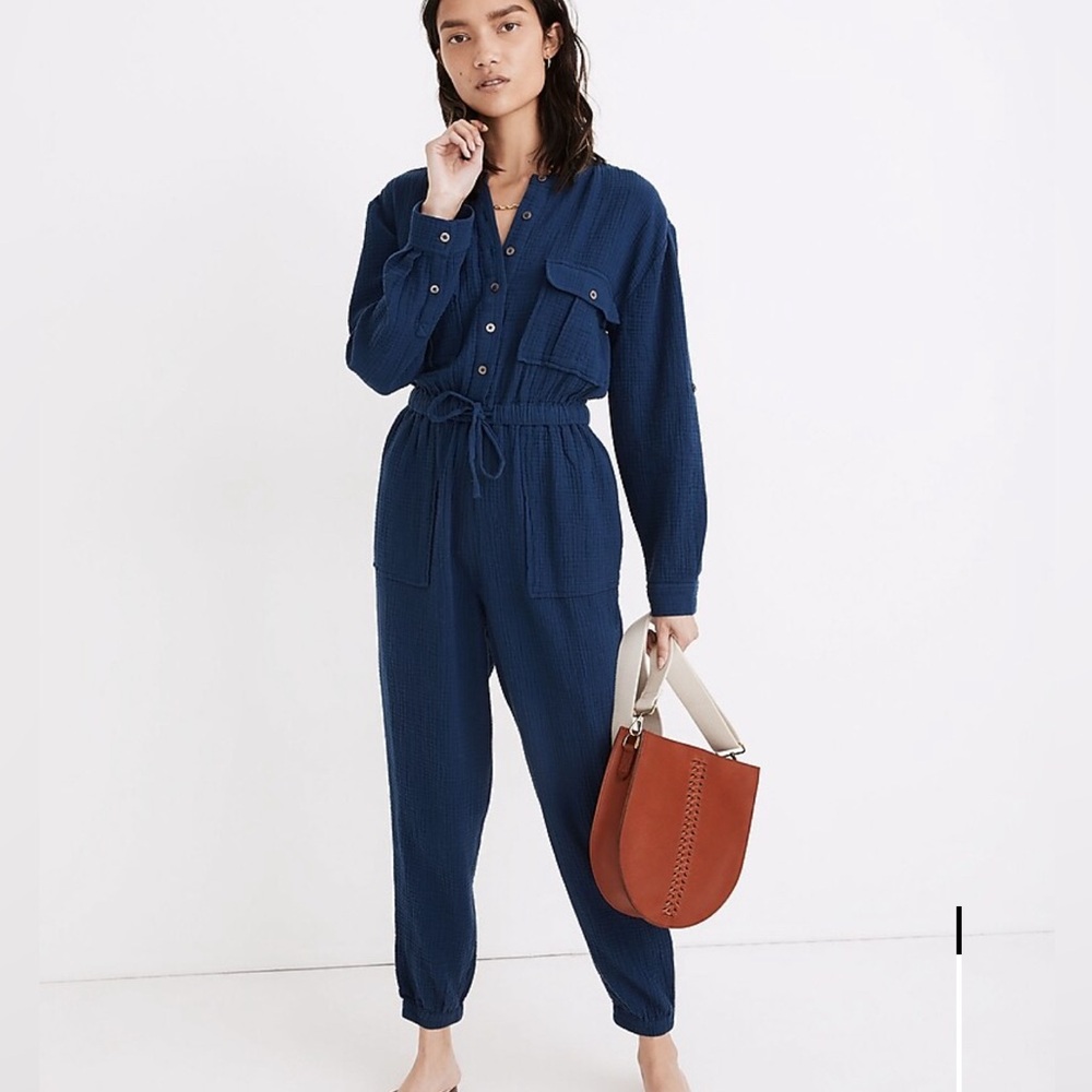 Madewell Indigo Button-Up Jumpsuit